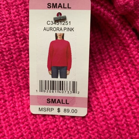 NWT Vince Camuto Women's Bobble Stitch Sleeve Sweater- Hot Pink SZ Small - Picture 3 of 9